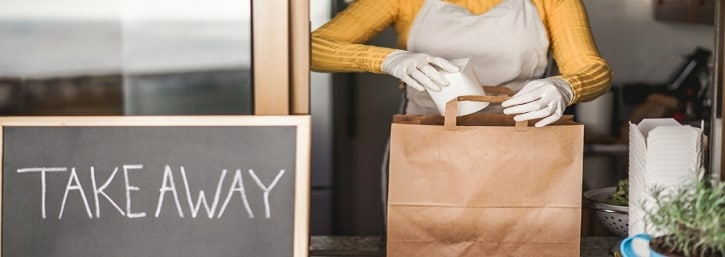 Waiter with Take away Bag Waiter with Take away Bag