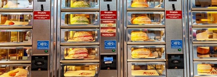 Vending machines for takeaway sandwiches Vending machines for takeaway sandwiches