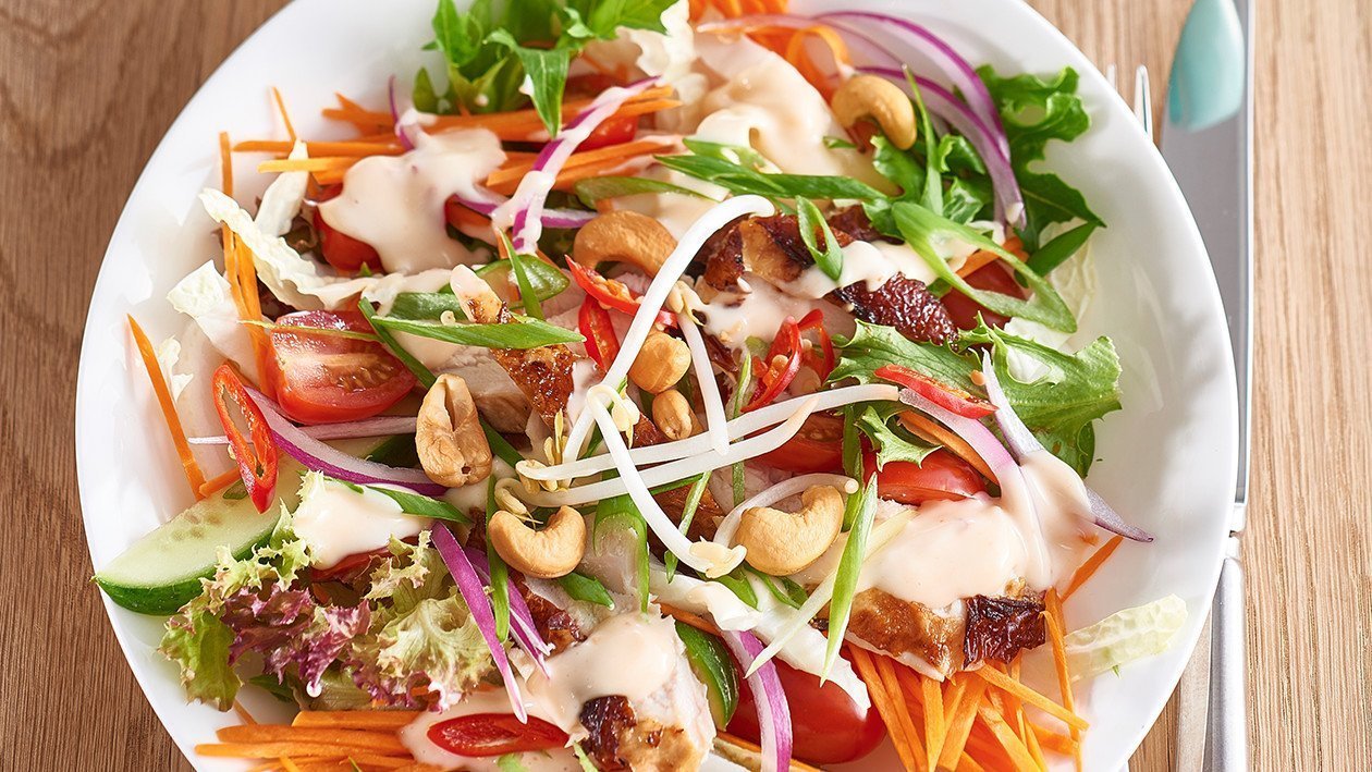 Asian Chicken Salad with Sweet Chili Lime Dressing