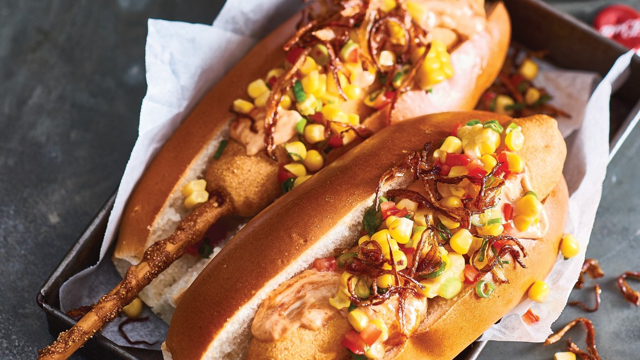 BBQ Corn Dawgs, Salsa and Tobacco Onions – - Recipe