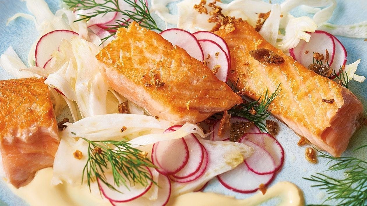 Roasted Salmon Steak with Salad – - Recipe