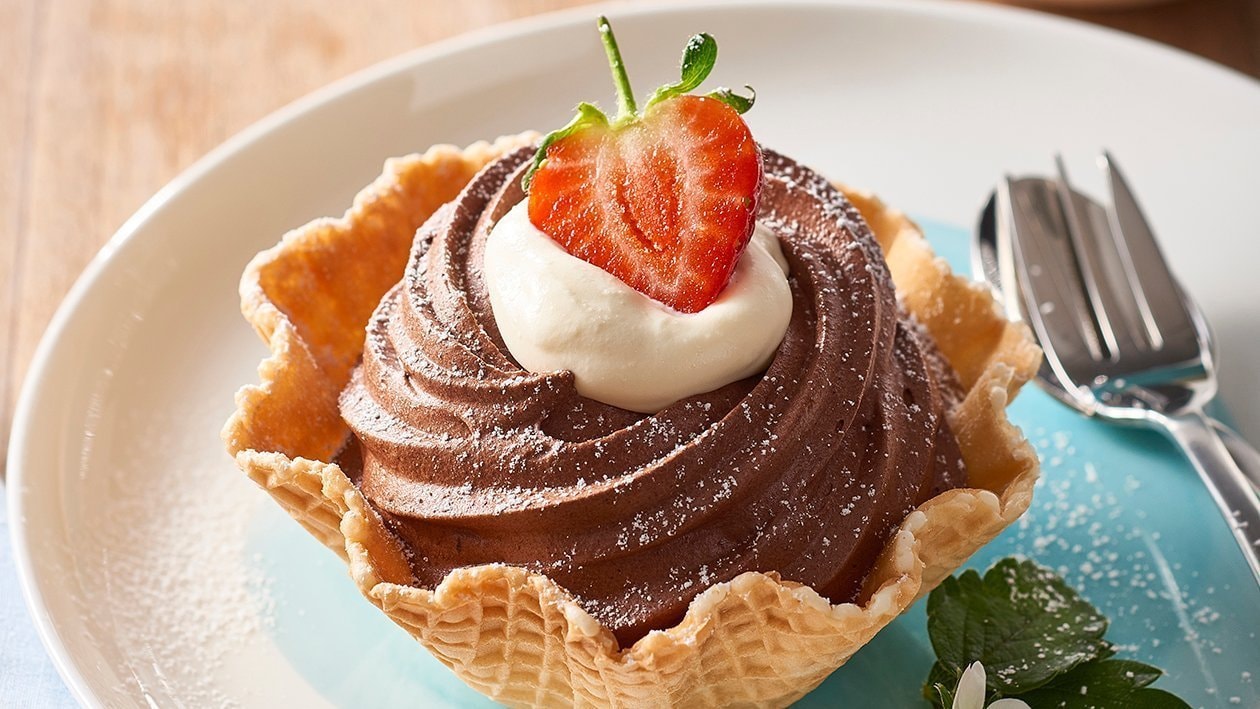 Waffle Chocolate Mousse Baskets – - Recipe