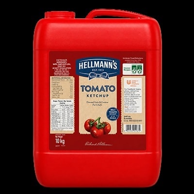 Hellmann's Ketchup (10Kg) - Hellmann’s Tomato Ketchup delivers rich tomato taste with a bright, natural color and premium consistency.