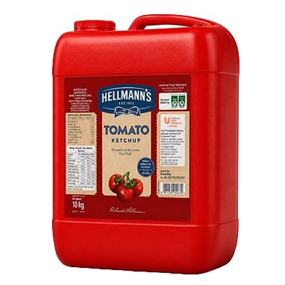 Hellmann's Ketchup (10Kg) - Hellmann’s Tomato Ketchup delivers rich tomato taste with a bright, natural color and premium consistency.