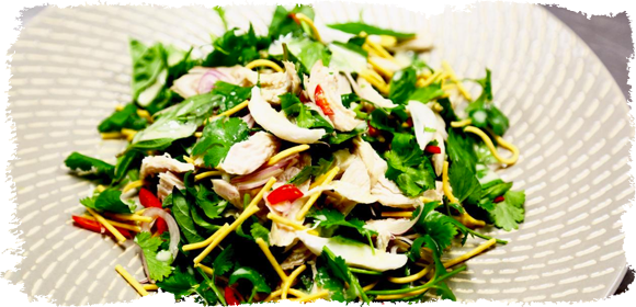 Coconut Chicken Salad with Crispy Noodles